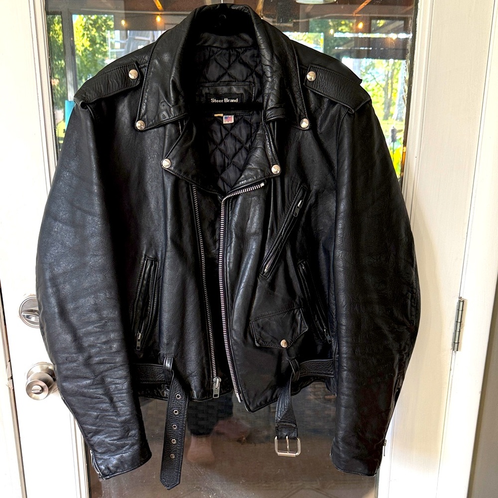 Vintage Black Leather Moto Jacket